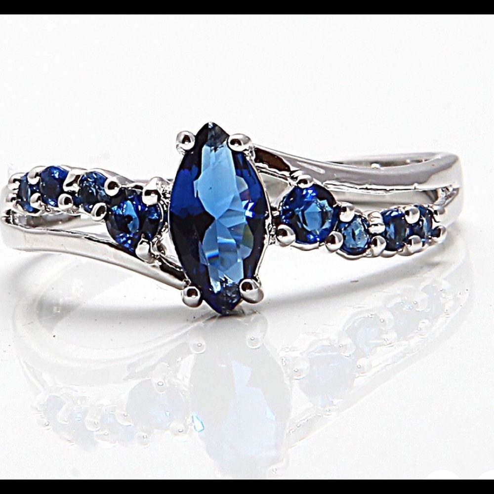 Blue Sapphire Ring, S925 Sterling Silver